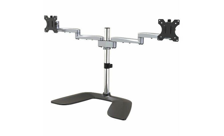 StarTech.com Dual Monitor Stand, Ergonomic Desktop Monitor Stand for Up to 32(17.6lb/8kg) VESA Displays, Free-Standing Adjustable, Silver - VESA