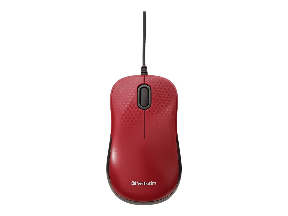 Verbatim Silent Corded Optical Mouse - Red