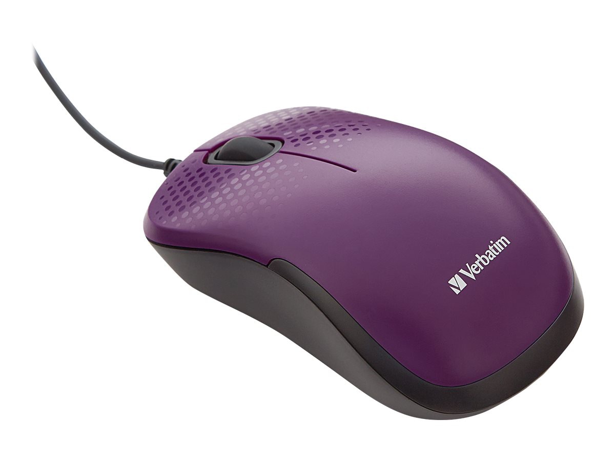 Verbatim Silent Corded Optical Mouse - Purple