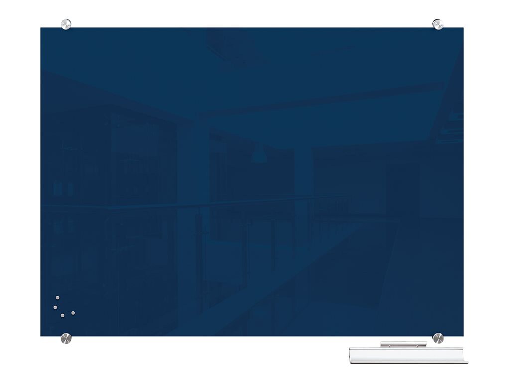 MooreCo Visionary Hierarchy Magnetic Glass Board - Navy