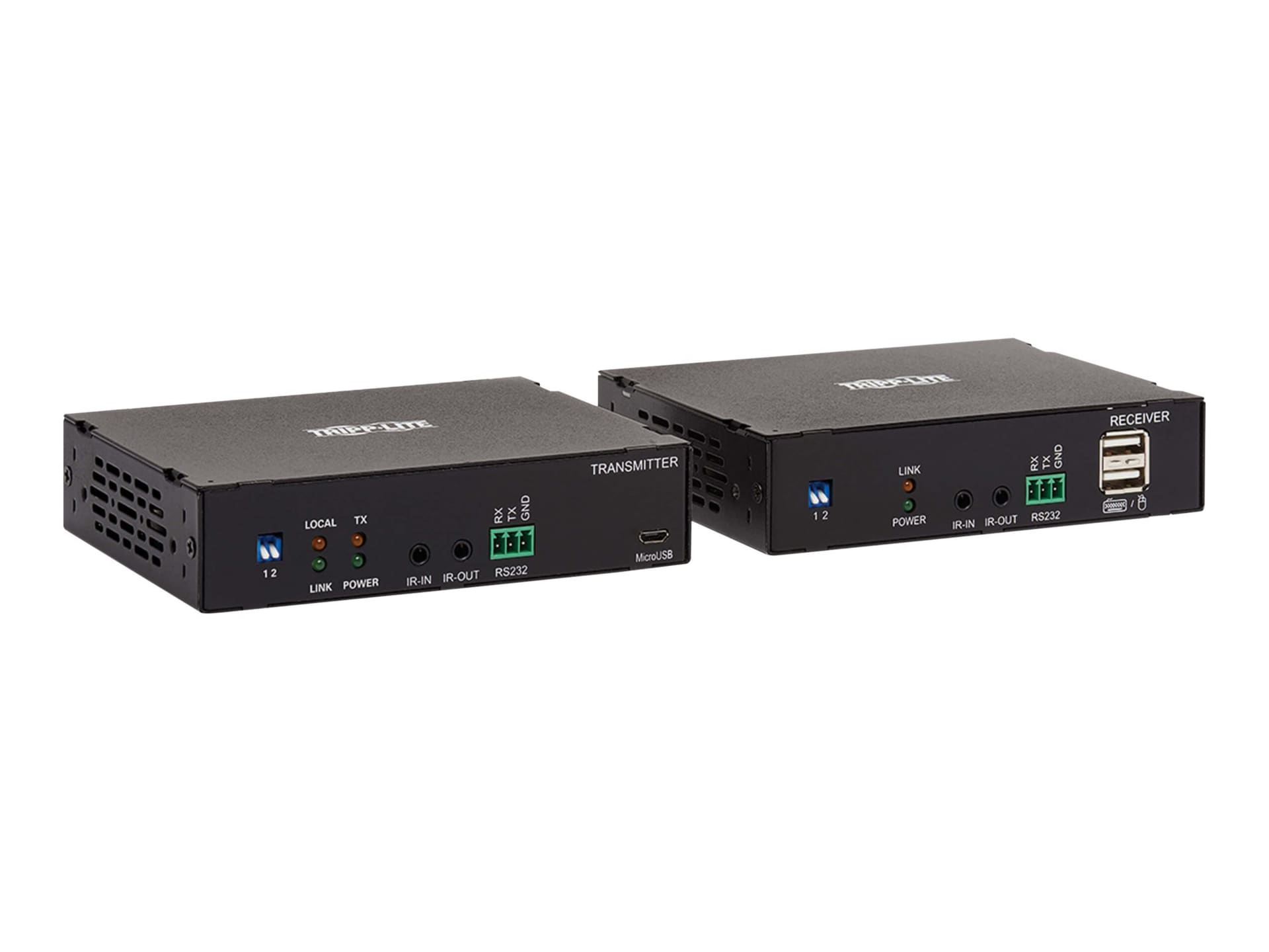Tripp Lite HDMI over Fiber Extender Kit - 4K @ 60 Hz, HDR, RS-232, IR, USB, Duplex Multimode LC, 985 ft., TAA -