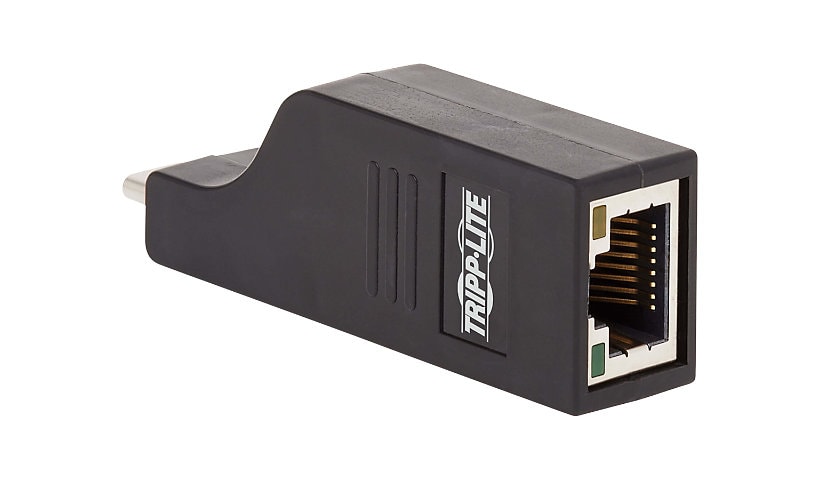 Tripp Lite USB-C to Gigabit Ethernet Vertical Network Adapter (M/F) - USB 3.1 Gen 1, 10/100/1000 Mbps, Black - network