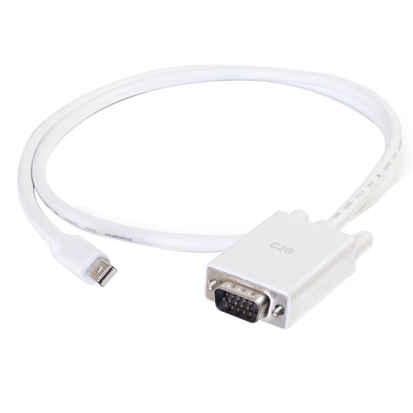C2G 3' Mini DisplayPort™ Male to VGA Male Active Adapter Cable - White