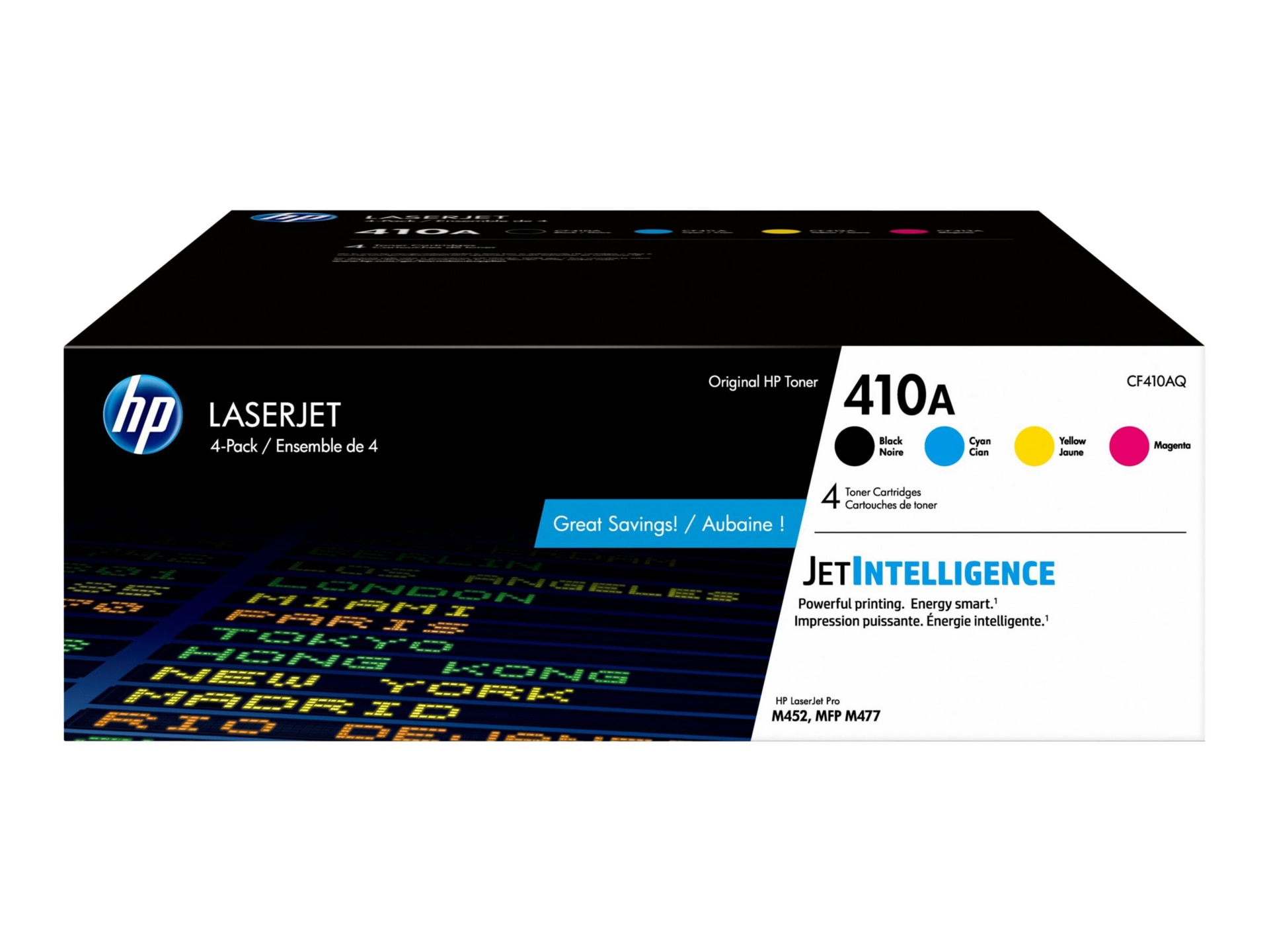 HP 410A (CF410AQ) Original Laser Toner Cartridge - Combo Pack - Black, Cyan, Magenta, Yellow - 4 / Carton