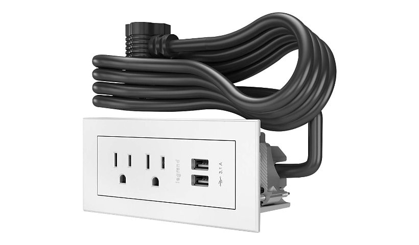 Wiremold Radiant Furniture Power Center (2) Outlet (2) USB, White - wall mo