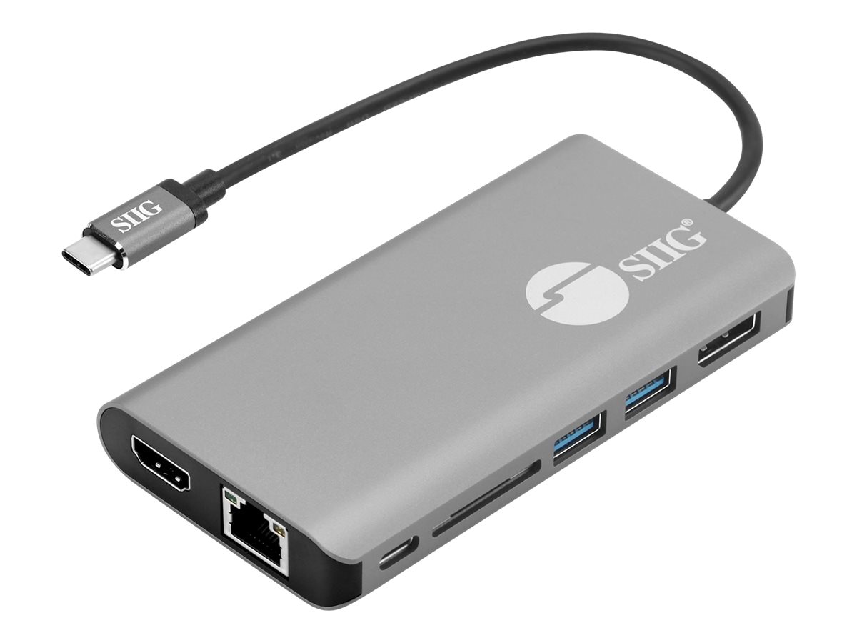 SIIG USB-C MST Video with Hub, LAN and PD 3.0 Docking - docking station - USB-C - HDMI, DP - 1GbE