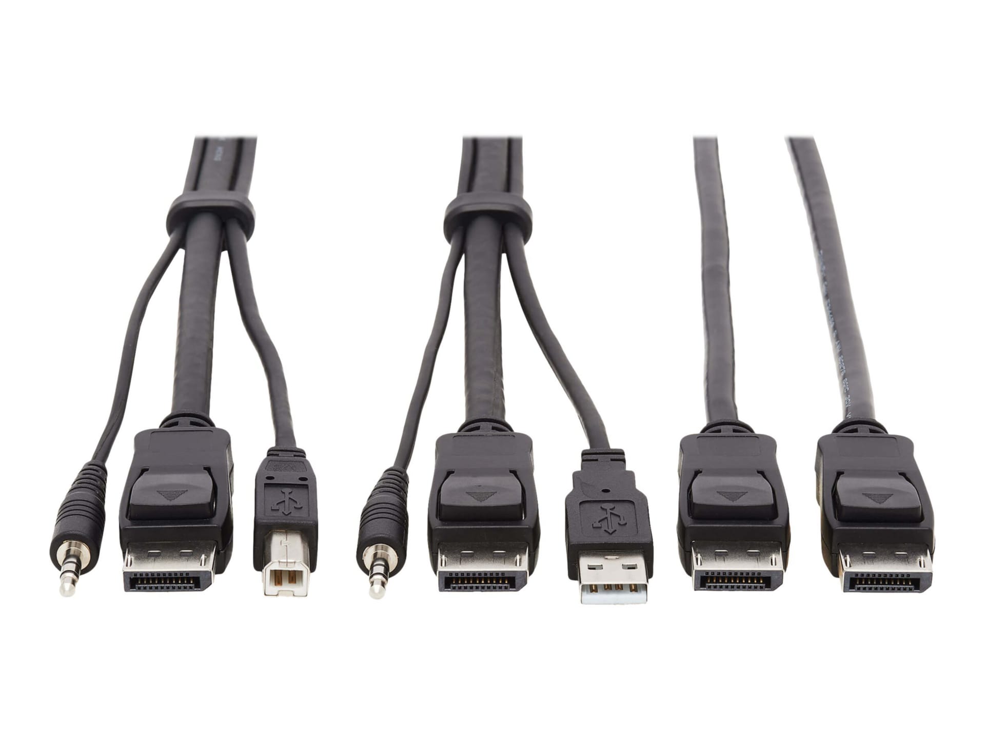 Tripp Lite Dual DisplayPort KVM Cable Kit 4K USB 3.5 mm Audio 3xM/3xM 6ft - video / USB / audio cable - 6 ft