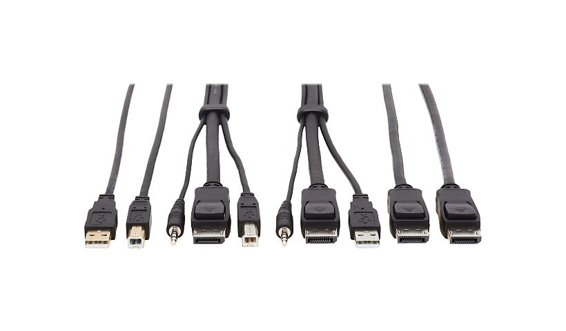 Tripp Lite DisplayPort KVM Cable Kit 4K USB 3.5mm 3xM/3xM USB MM DP MM 6ft - video / USB / audio cable - 6 ft
