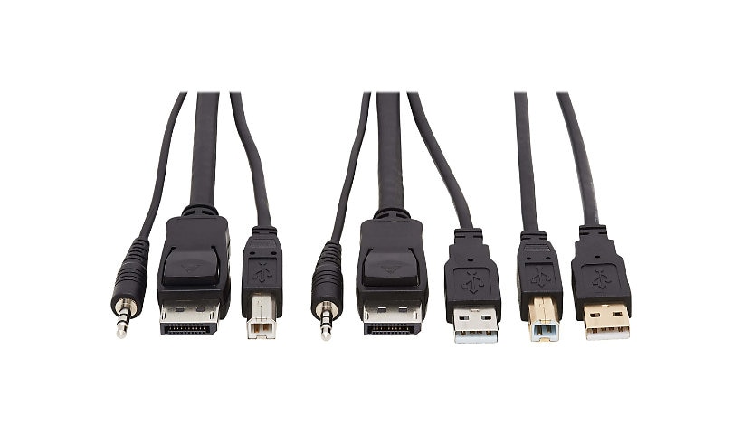 Tripp Lite DisplayPort KVM Cable Kit 4K USB 3.5mm Audio 3xM/3xM USB M/M 6ft - video / USB / audio cable - 6 ft