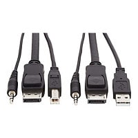 Tripp Lite KVM Cable Kit, 3 in 1 - 4K DisplayPort, USB, 3.5 mm Audio (3xM/3xM), 4:4:4, 3.05 m, Black - video / USB /