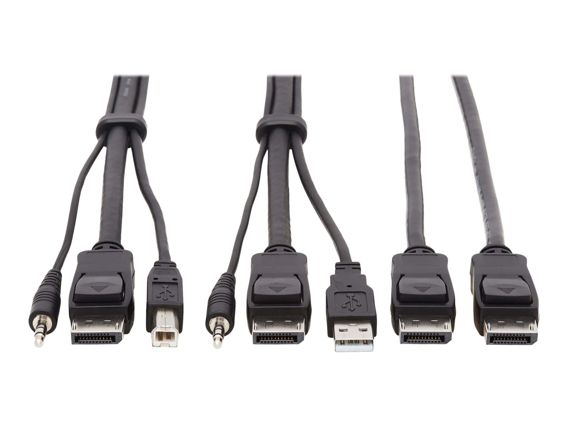 Tripp Lite Dual DisplayPort KVM Cable Kit 4K USB 3.5 mm Audio 3xM/3xM 10ft - video / USB / audio cable - 10 ft
