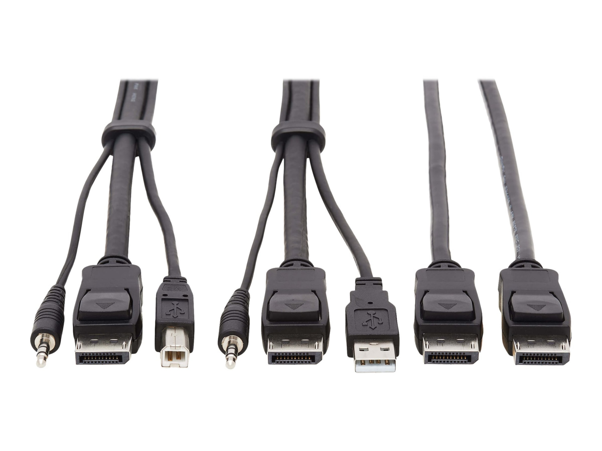 Eaton Tripp Lite Series Dual DisplayPort KVM Cable Kit 4K USB 3.5 mm Audio 3xM/3xM 10ft - video / USB / audio cable - 10