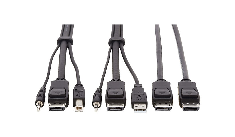 Tripp Lite Dual DisplayPort KVM Cable Kit 4K USB 3.5 mm Audio 3xM/3xM 10ft - video / USB / audio cable - 10 ft