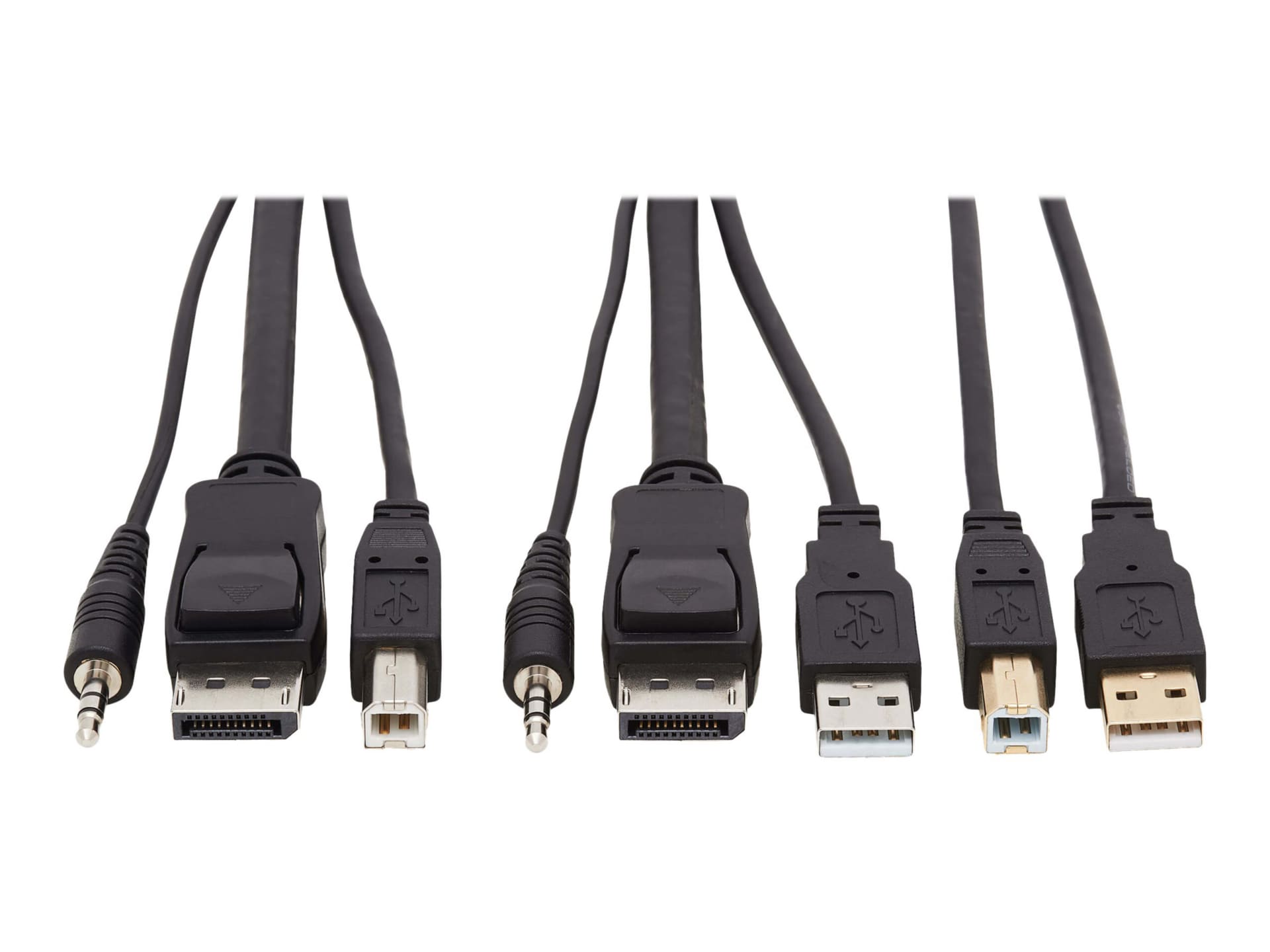 Tripp Lite DisplayPort KVM Cable Kit 4K USB 3.5mm Audio 3xM/3xM USB MM 10ft - video / USB / audio cable kit - 10 ft