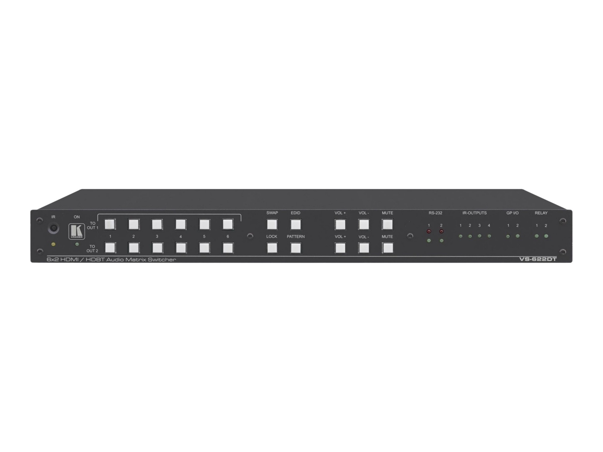 Kramer VS-622DT 6x2 matrix switcher / audio disembedder / HDBaseT converter / PoE provider / audio power amplifier