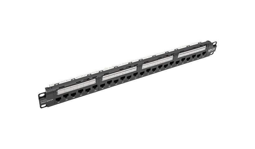 Tripp Lite 24-Port 1U Rack-Mount Cat6a/Cat6/Cat5e 110 Patch Panel with Cable Management Bar, 110 Punchdown, RJ45, TAA -