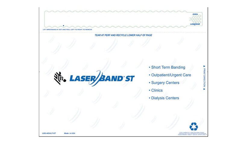 Zebra LaserBand ST 8.5"x11" Adult Wristband