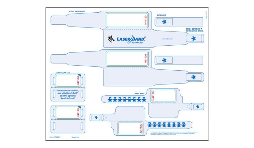 Zebra LaserBand 2 Advanced Adult - wristband labels - 3000 label(s)