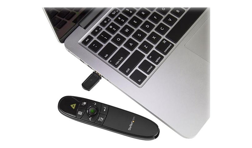 Wireless Presentation Remote with Green Laser Pointer - 90 ft. (27 m) - USB Presentation Clicker for Mac and Windows -