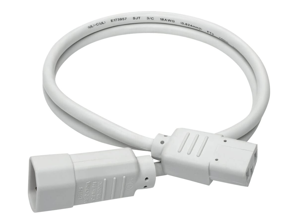 Eaton Tripp Lite Series PDU Power Cord, C13 to C14 - 10A, 250V, 18 AWG, 3 ft. (0.91 m), White - power extension cable -