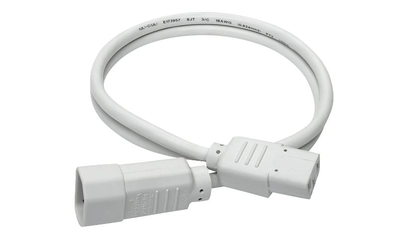 Eaton Tripp Lite Series PDU Power Cord, C13 to C14 - 10A, 250V, 18 AWG, 3 ft. (0.91 m), White - power extension cable -