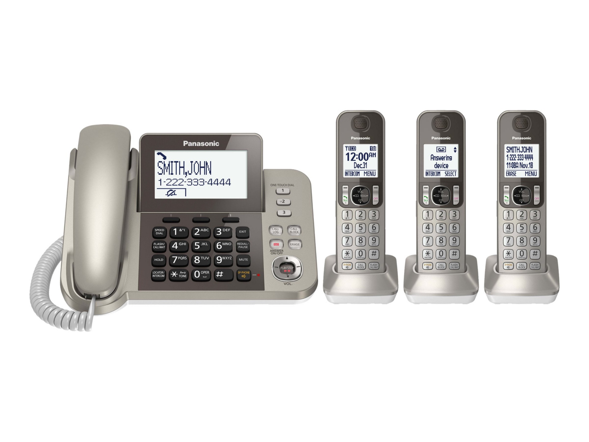 Panasonic KX-TGF353N - corded/cordless - answering system with caller ID/call waiting + 2 additional handsets - 3-way