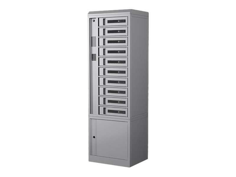 Bretford TechGuard Connect cabinet unit - for 10 notebooks/tablets/cellular phones - platinum