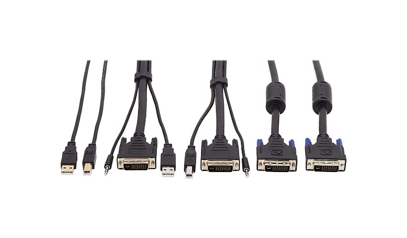 Tripp Lite DVI KVM Cable Kit - DVI, USB, 3.5 mm Audio (3xM/3xM) + USB (M/M) + DVI (M/M), 1080p, 6 ft., Black - video /