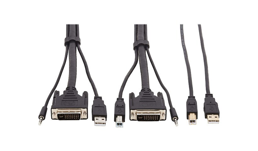 Tripp Lite DVI KVM Cable Kit, DVI USB 3.5mm Audio 3xM/3xM+USB M/M Black 6ft