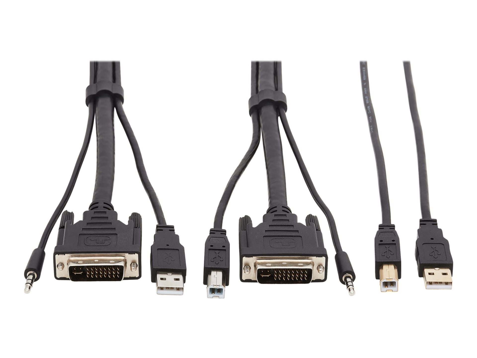 Tripp Lite DVI KVM Cable Kit - DVI, USB, 3.5 mm Audio (3xM/3xM) + USB (M/M), 1080p, 10 ft., Black - video / USB / audio