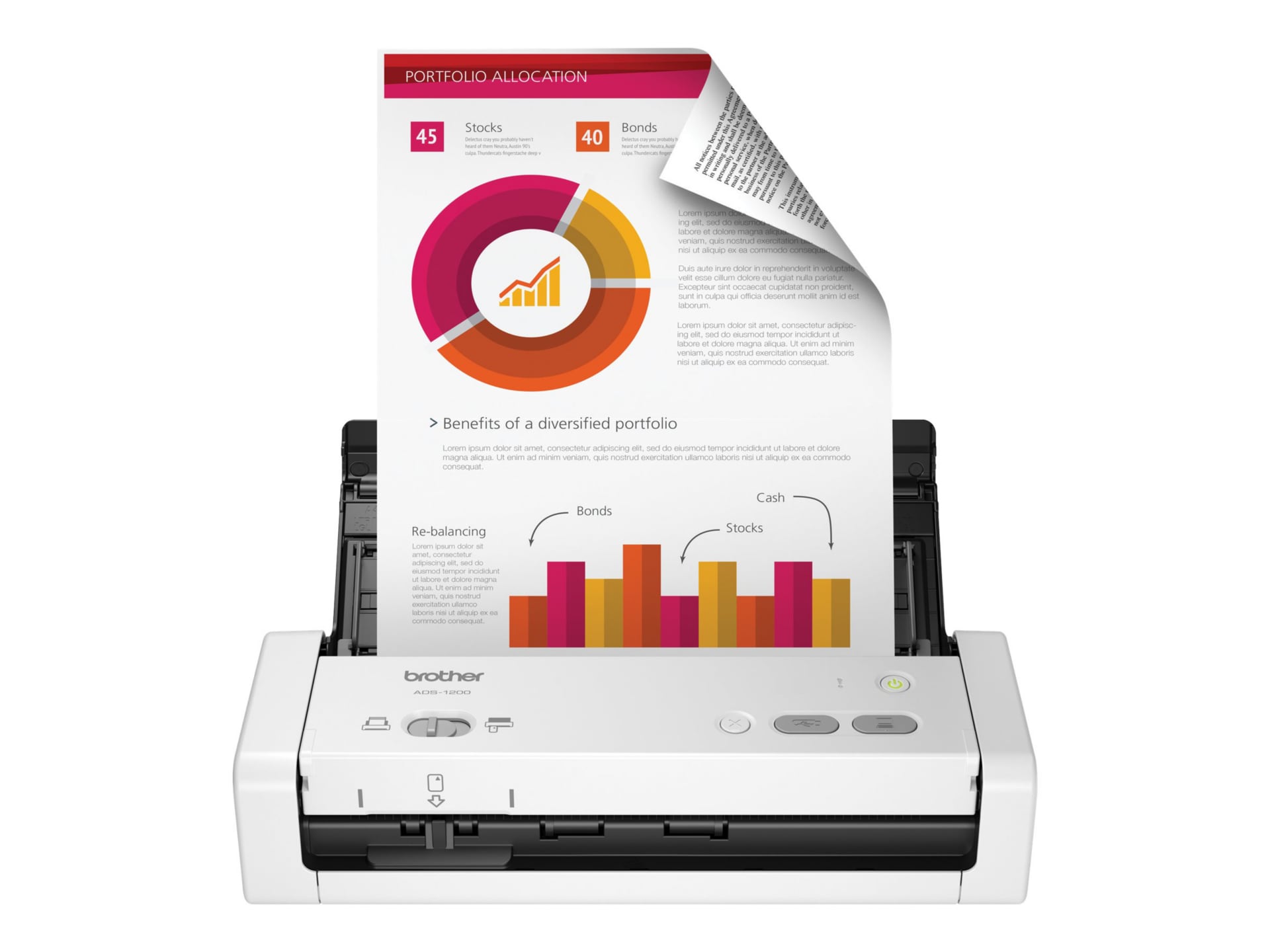 Brother ADS-1200 - document scanner - duplex - desktop - USB 3.0, USB 2.0 (Host)