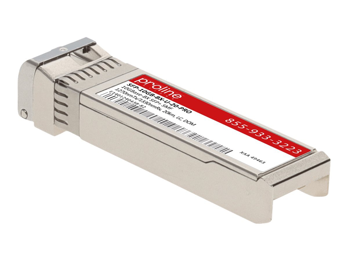 Proline MSA and TAA 10GBase-BX SFP+ Transceiver (SMF, 1270nmTx/1330nmRx, 20