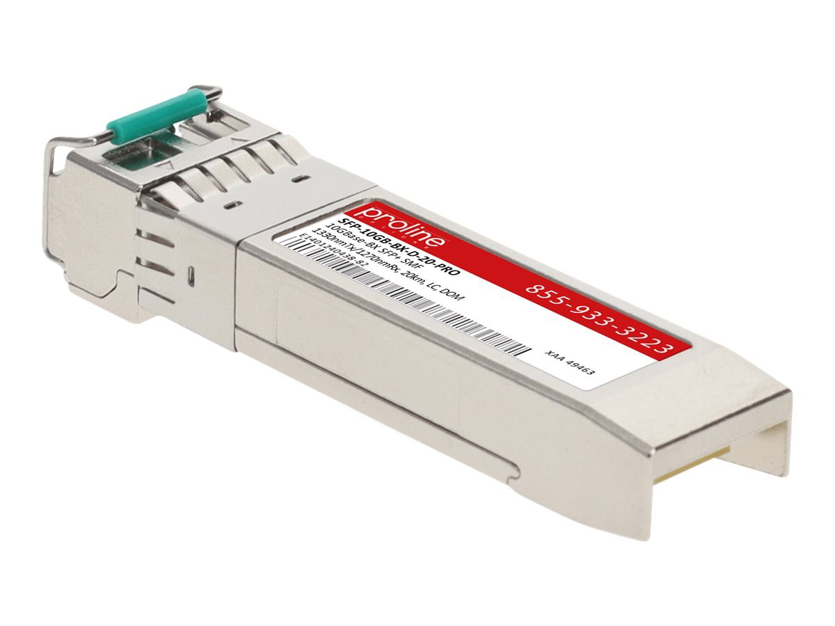 Proline MSA and TAA 10GBase-BX SFP+ Transceiver (SMF, 1330nmTx/1270nmRx, 20