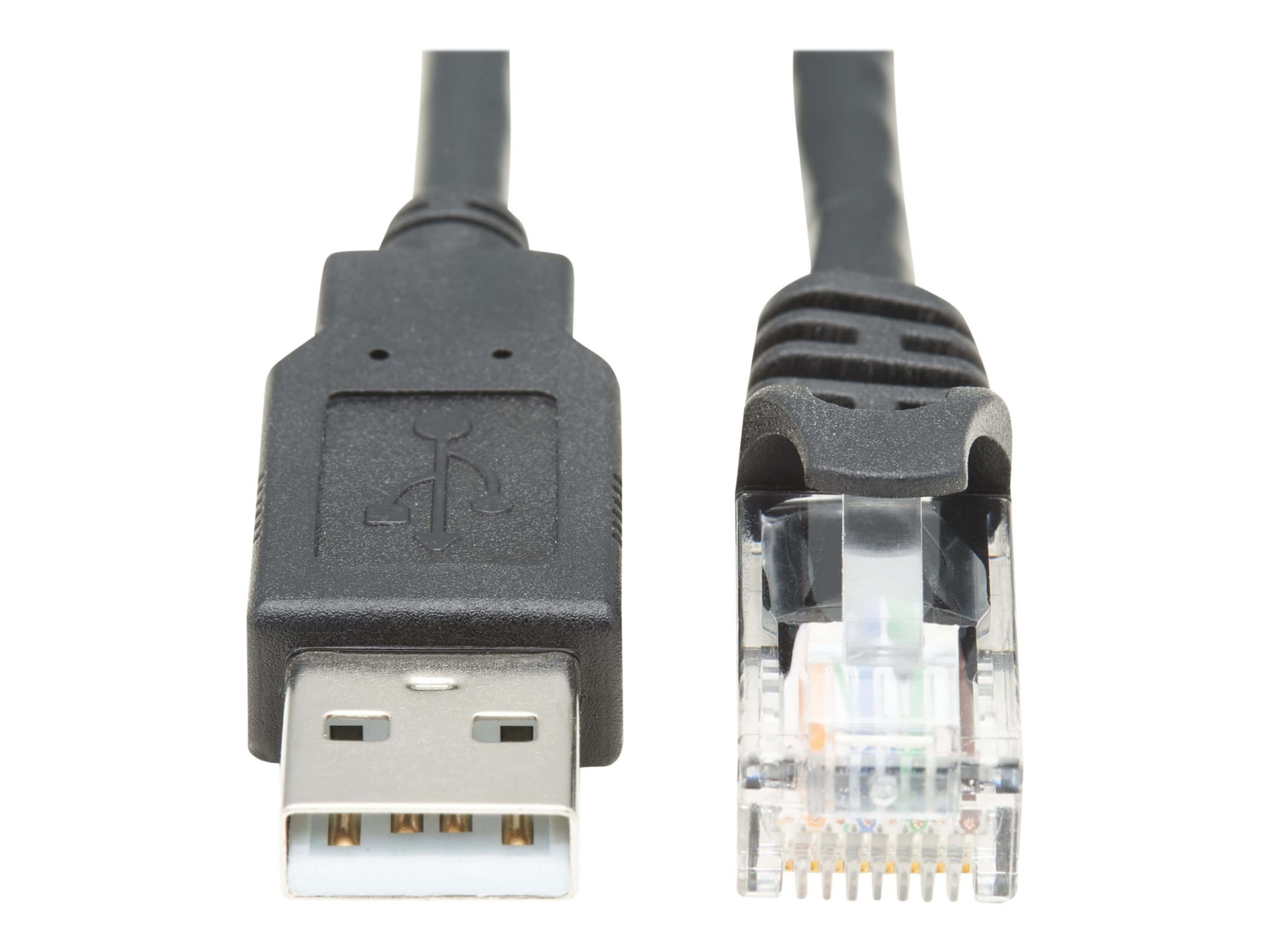 Tripp Lite USB to RJ45 Rollover Console Cable (M/M) - Cisco Compatible, 250  Kbps, 15 ft., Black - serial cable - 15 ft - - U009-015-RJ45-X - USB  Adapters 