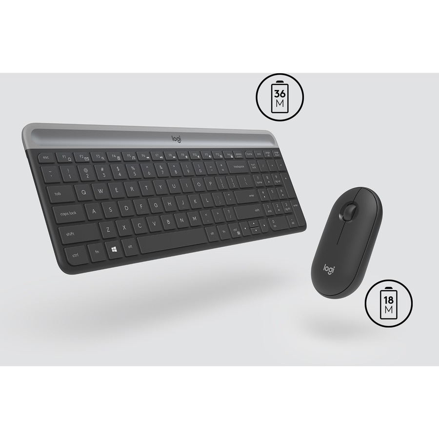 Thumbnail 6 of 11 for Logitech Slim Wireless Combo MK470 - keyboard and mouse set - graphite