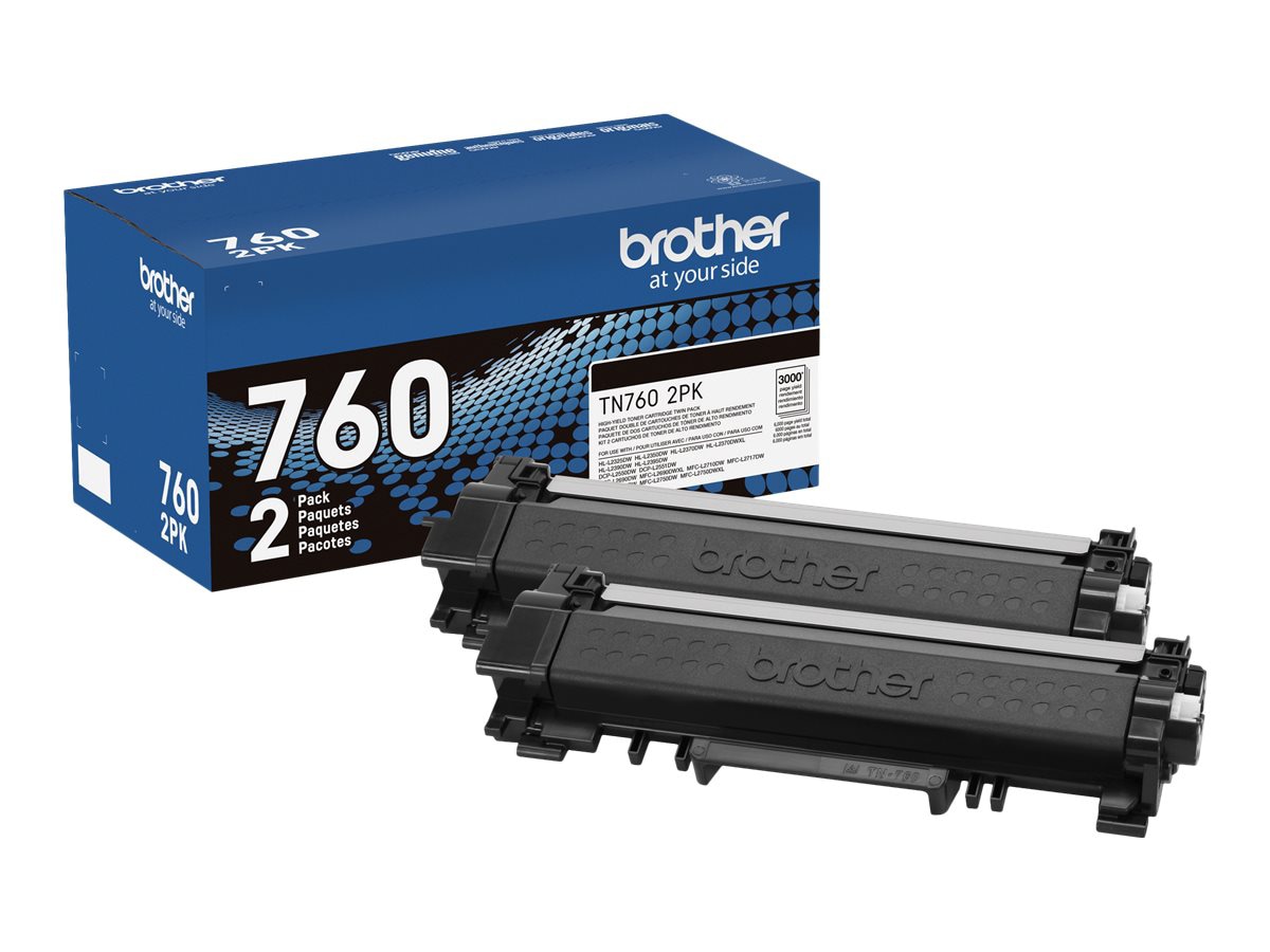 Brother TN760 2PK - 2-pack - High Yield - black - original - toner cartridg