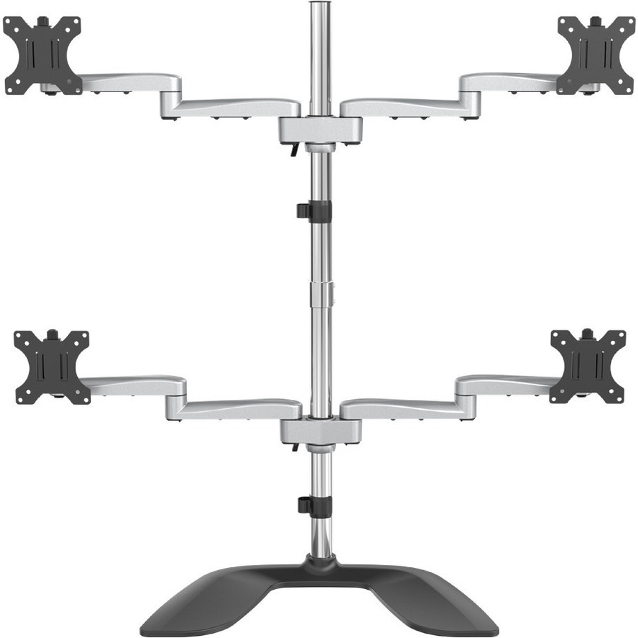 StarTech.com Quad Monitor Stand - Adjustable Ergonomic Desktop Monitor Mount - 32 inch VESA - Silver