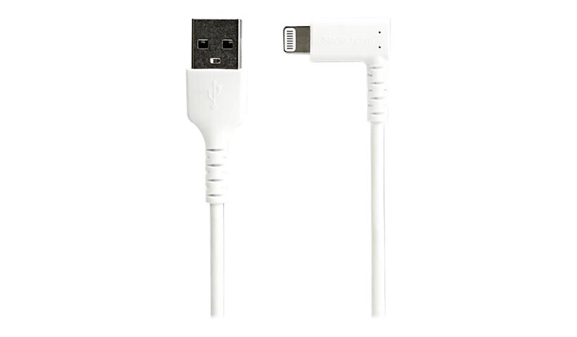 StarTech.com 3ft (1m) Durable USB A to Lightning Cable, White 90° Right Ang
