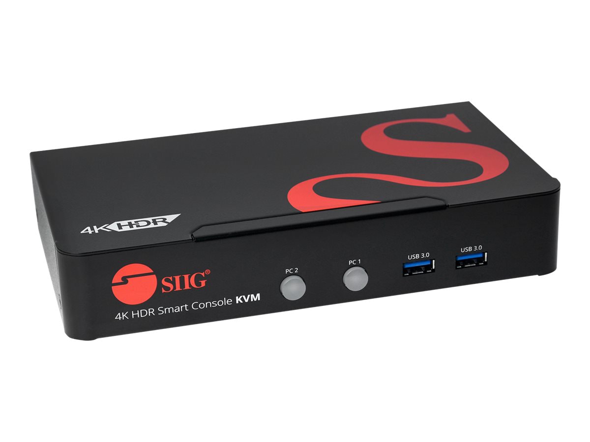 SIIG 2 Port 4K 60HZ HDMI KVM Switch with USB 3.0, Audio, Mic, HDMI, HDR - KVM / audio / USB switch - 2 ports - TAA