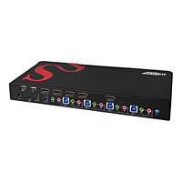 SIIG 4 Port 4K 60HZ HDMI KVM Switch with USB 3.0, Audio, Mic, HDMI, HDR - KVM / audio / USB switch - 4 ports - TAA