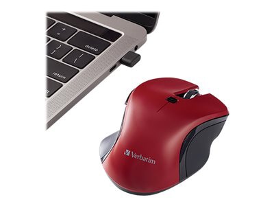 Thumbnail 3 of 8 for Verbatim USB-C Wireless Blue LED Mouse - mouse - 2.4 GHz - red