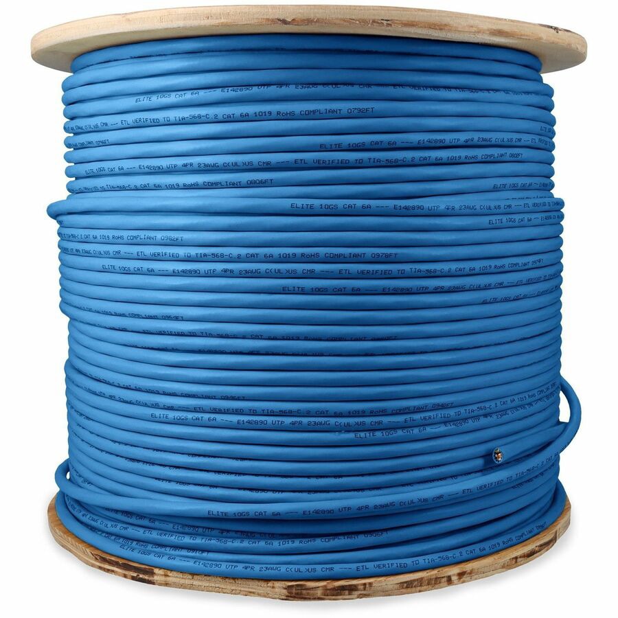 1000ft Non-Terminated Blue CAT 6A PVC Bulk Cable