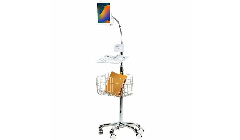 CTA Heavy-Duty Gooseneck Floor Stand with VESA Plate &amp; Storage Basket - mounting kit - for tablet