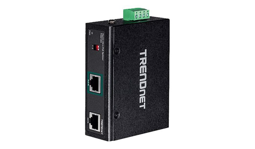 TRENDnet Industrial Gigabit UPoE Splitter, Dual DC Power Outputs, DIN-Rail or Wall-Mountable, Adjustable Voltage Output,