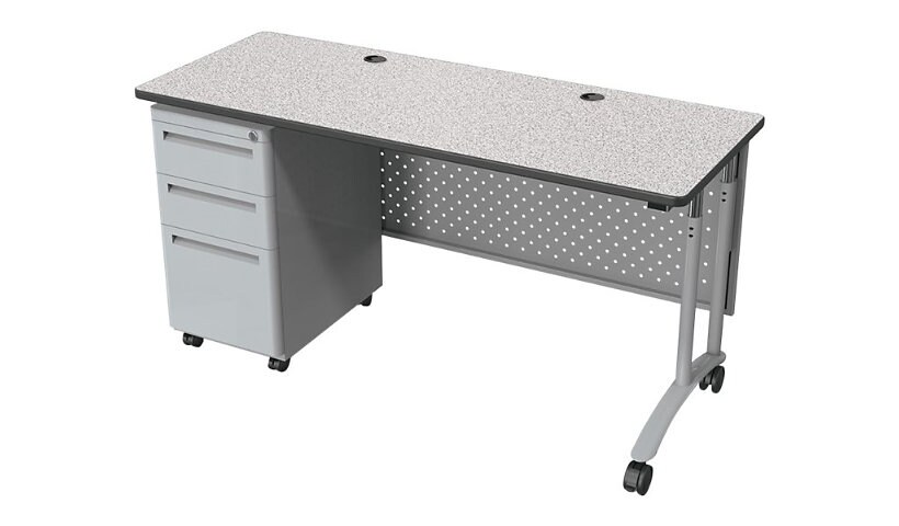MooreCo Modular Teacher’s Single Pedestal Desk - Gray Elm