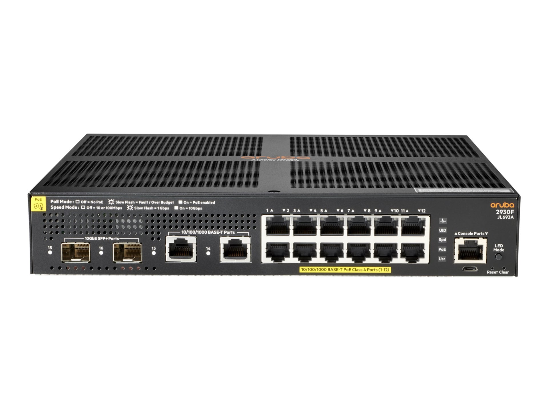 HPE Aruba 2930F 12G PoE+ 2G/2SFP+ - switch - 12 ports - managed - rack-mountable