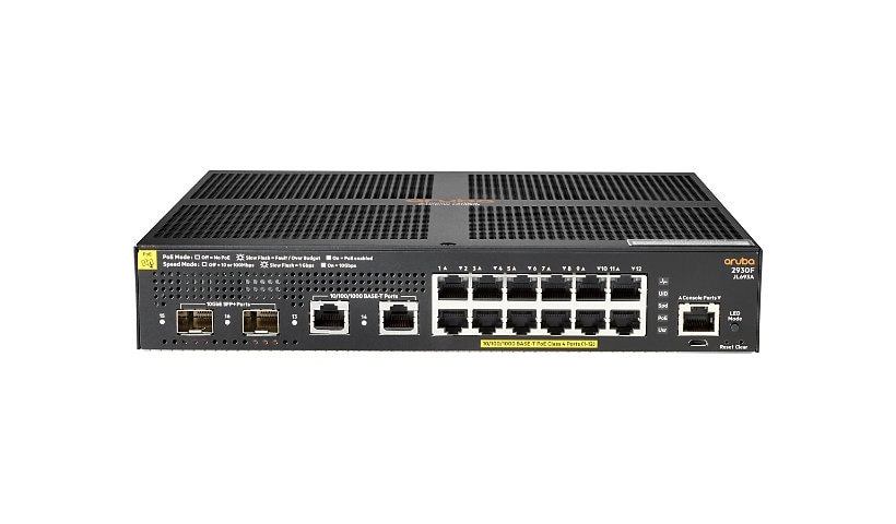 HPE Aruba 2930F 12G PoE+ 2G/2SFP+ - switch - 12 ports - managed - rack-mountable