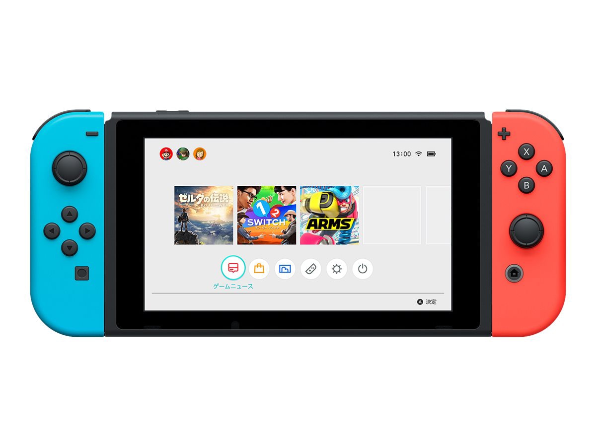 Nintendo Switch with Neon Blue and Neon Red Joy-Con - game