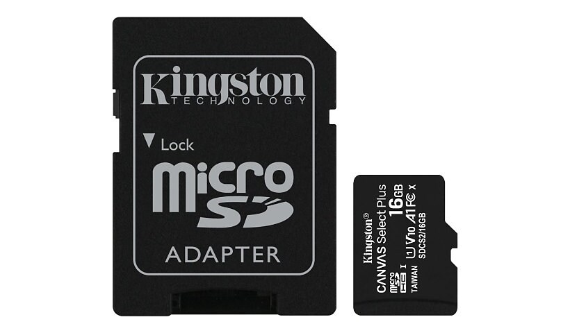 Kingston Canvas Select Plus - flash memory card - 16 GB - microSDHC UHS-I