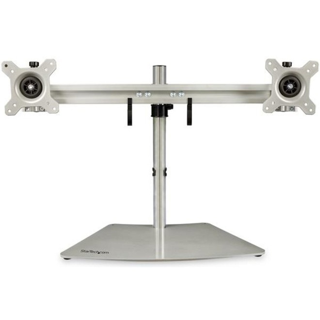 StarTech.com Dual Monitor Stand, Free Standing Desktop Pole Stand for 2x 24" (17.6lb/8kg) VESA Mount Displays, Height